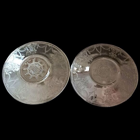 2 Cameo Ballerina Depression Glass Cup Saucer Set Yellow Anchor Hocking Vintage - Picture 6 of 16